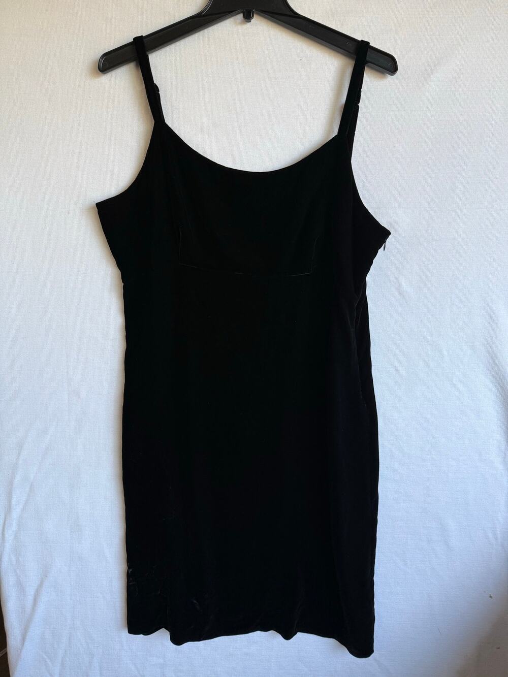vintage New York & Company (NY&CO) black velvet slip dress.